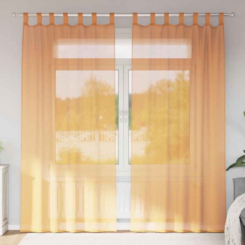 vidaXL Κουρτίνες Voile με Θηλιές 2 τεμ. Πορτοκαλί 140x225 εκ.