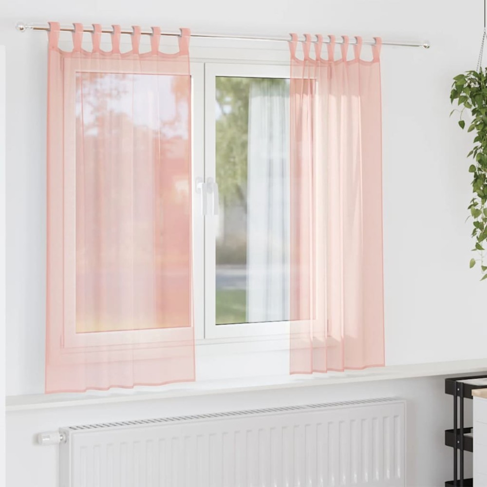 vidaXL Κουρτίνες Voile με Θηλιές 2 τεμ. Ροζ 140x140 εκ.