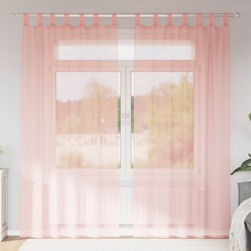 vidaXL Κουρτίνες Voile με Θηλιές 2 τεμ. Ροζ 140x225 εκ.