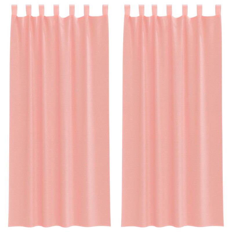 vidaXL Κουρτίνες Voile με Θηλιές 2 τεμ. Ροζ 140x245 εκ.