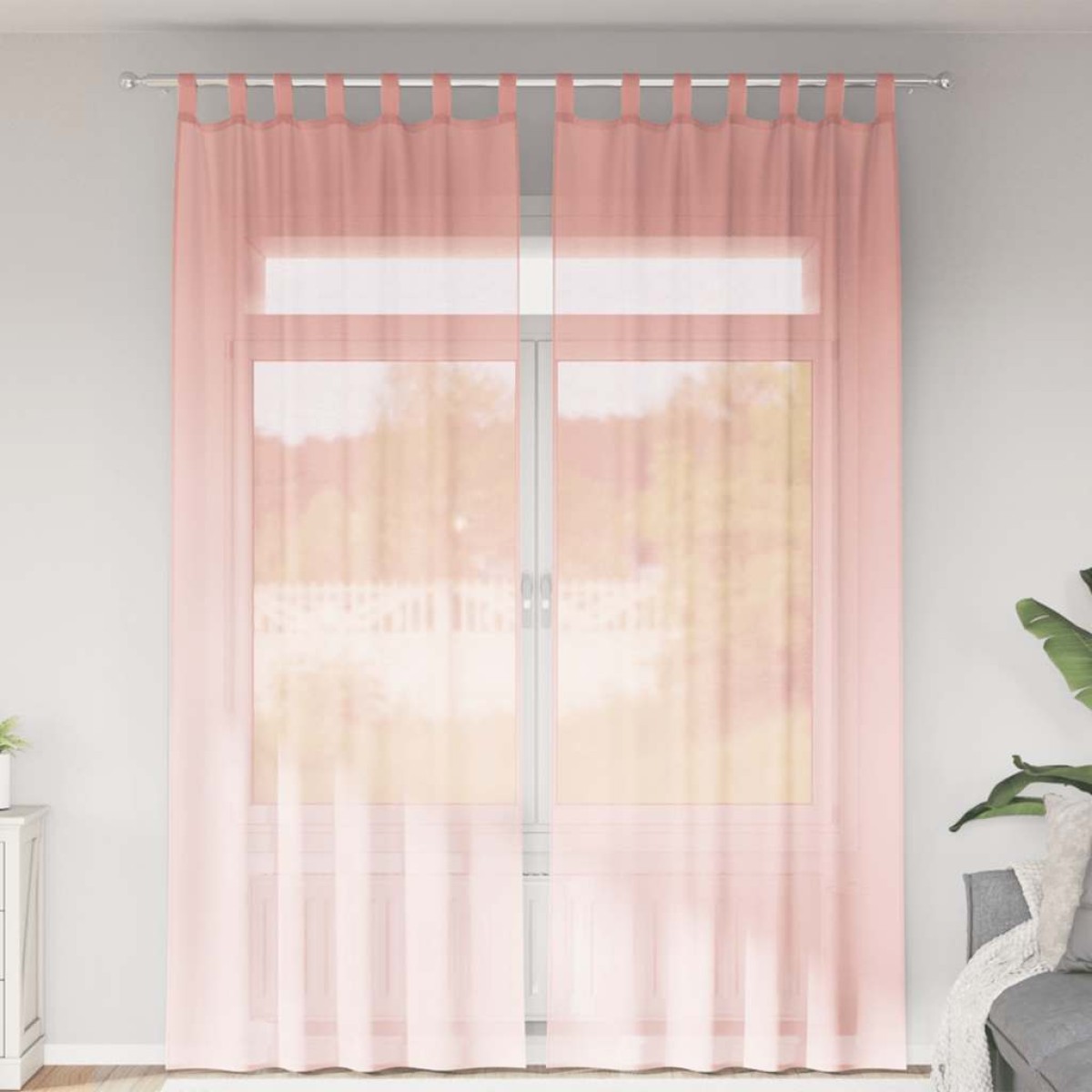 vidaXL Κουρτίνες Voile με Θηλιές 2 τεμ. Ροζ 140x260 εκ.