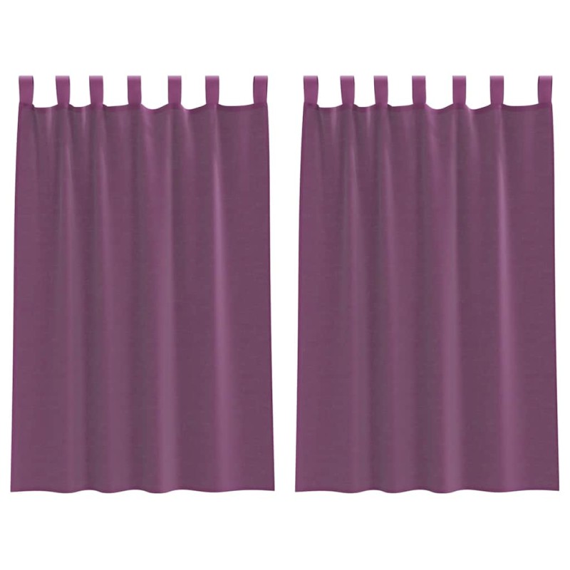 vidaXL Κουρτίνες Voile με Θηλιές 2 τεμ. Μωβ 140x175 εκ.