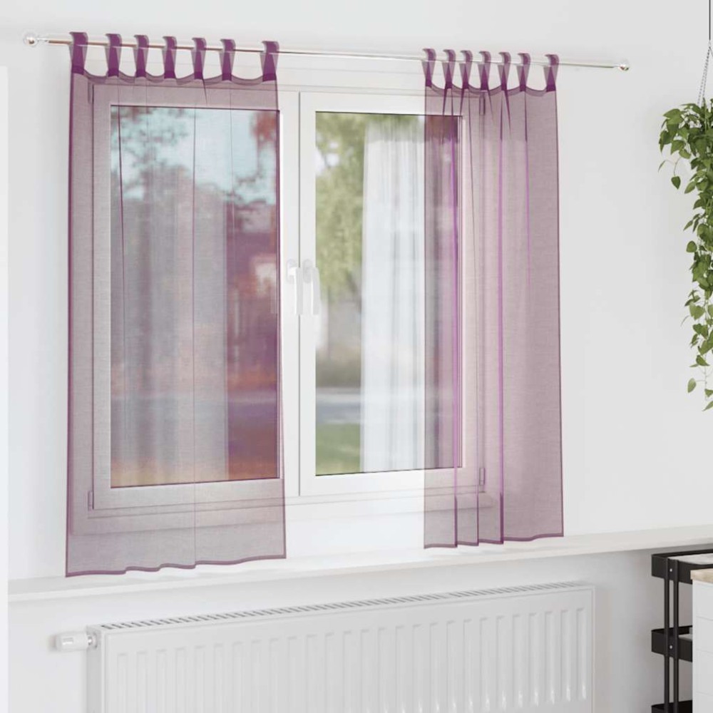 vidaXL Κουρτίνες Voile με Θηλιές 2 τεμ. Μωβ 140x175 εκ.