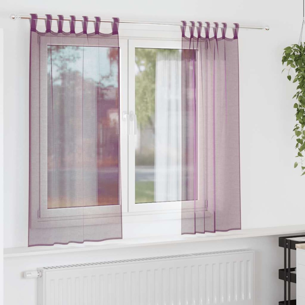 vidaXL Κουρτίνες Voile με Θηλιές 2 τεμ. Μωβ 140x175 εκ.