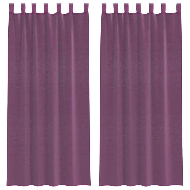 vidaXL Κουρτίνες Voile με Θηλιές 2 τεμ. Μωβ 140x225 εκ.