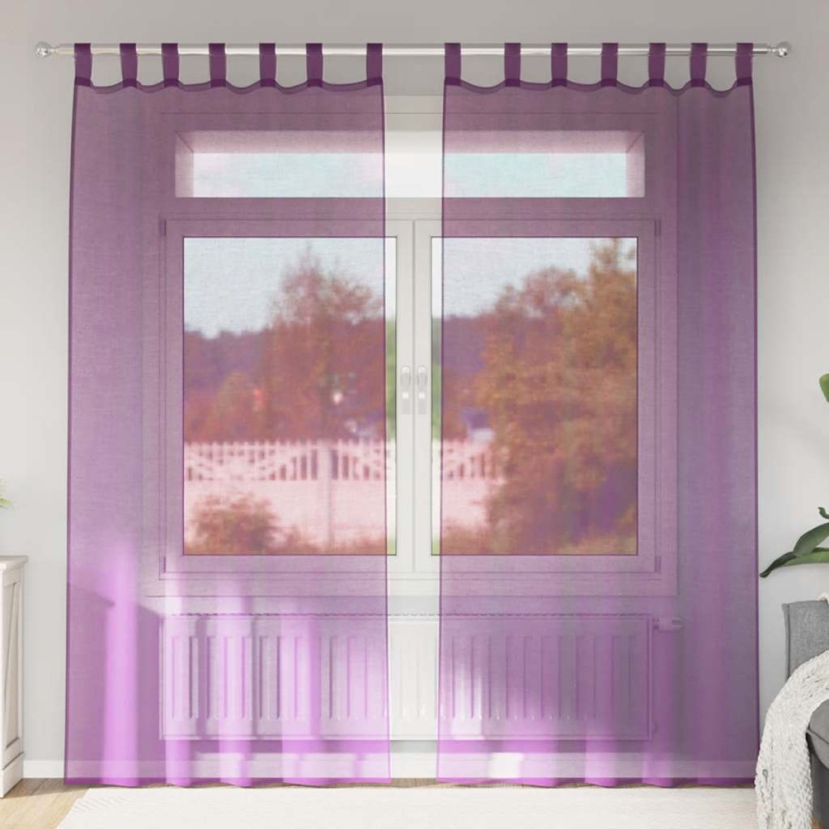 vidaXL Κουρτίνες Voile με βρόχους 2 τεμάχια Μοβ 140x245 εκ.
