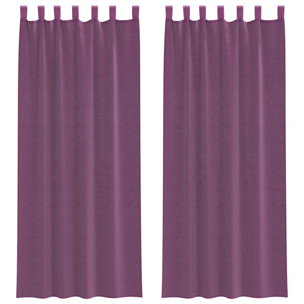vidaXL Κουρτίνες Voile με Θηλιές 2 τεμ. Μωβ 140x260 εκ.