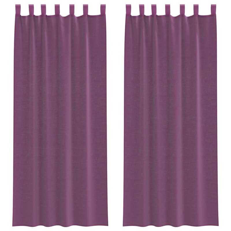 vidaXL Κουρτίνες Voile με Θηλιές 2 τεμ. Μωβ 140x260 εκ.