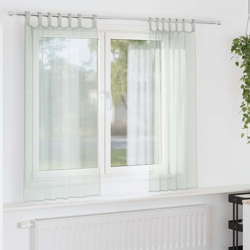 vidaXL Κουρτίνες Voile με Θηλιές 2 τεμ. Ανοιχτό Γκρι 140x175 εκ.