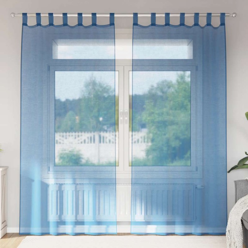 vidaXL Κουρτίνες Voile με Θηλιές 2 τεμ. Μπλε Ρουαγιάλ 140x225 εκ.