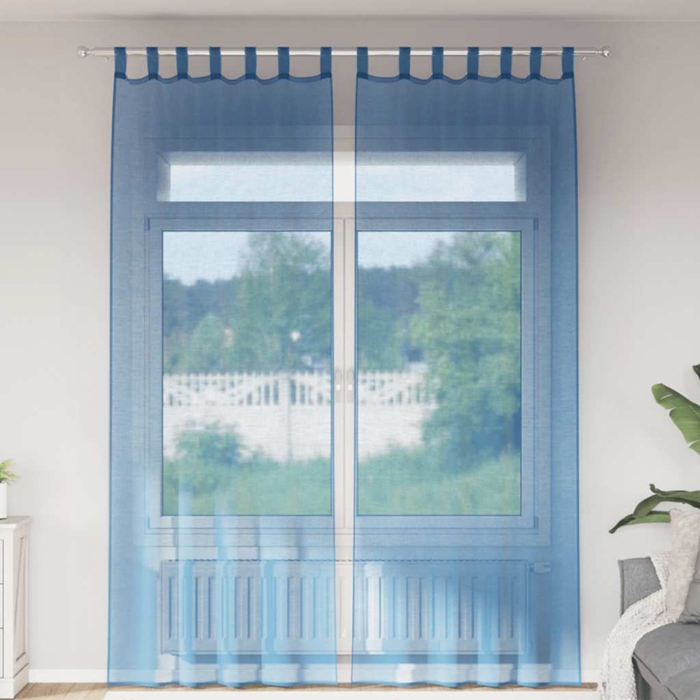 vidaXL Κουρτίνες Voile με Θηλιές 2 τεμ. Μπλε Ρουαγιάλ 140x260 εκ.