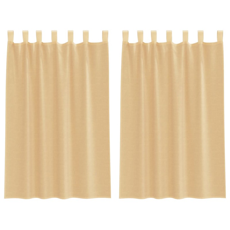 vidaXL Κουρτίνες Voile με βρόχους 2 τεμάχια Άμμος 140x175 cm