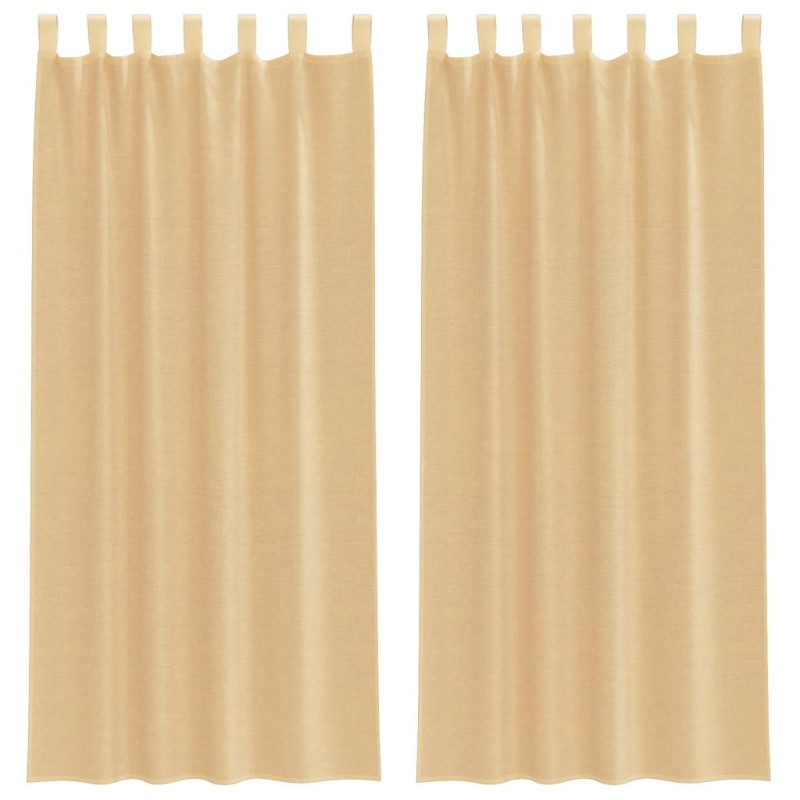 vidaXL Κουρτίνες Voile με βρόχους 2 τεμάχια Άμμος 140x225 cm