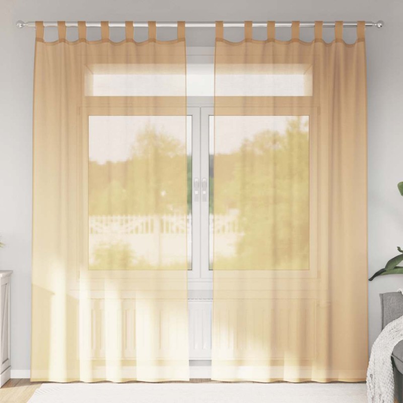 vidaXL Κουρτίνες Voile με βρόχους 2 τεμάχια Άμμος 140x225 cm