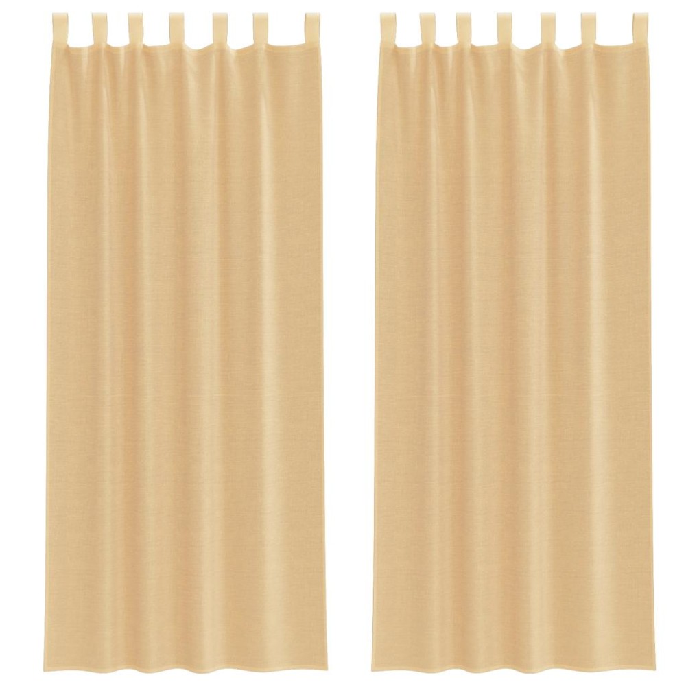 vidaXL Κουρτίνες Voile με βρόχους 2 τεμάχια Άμμος 140x260 cm