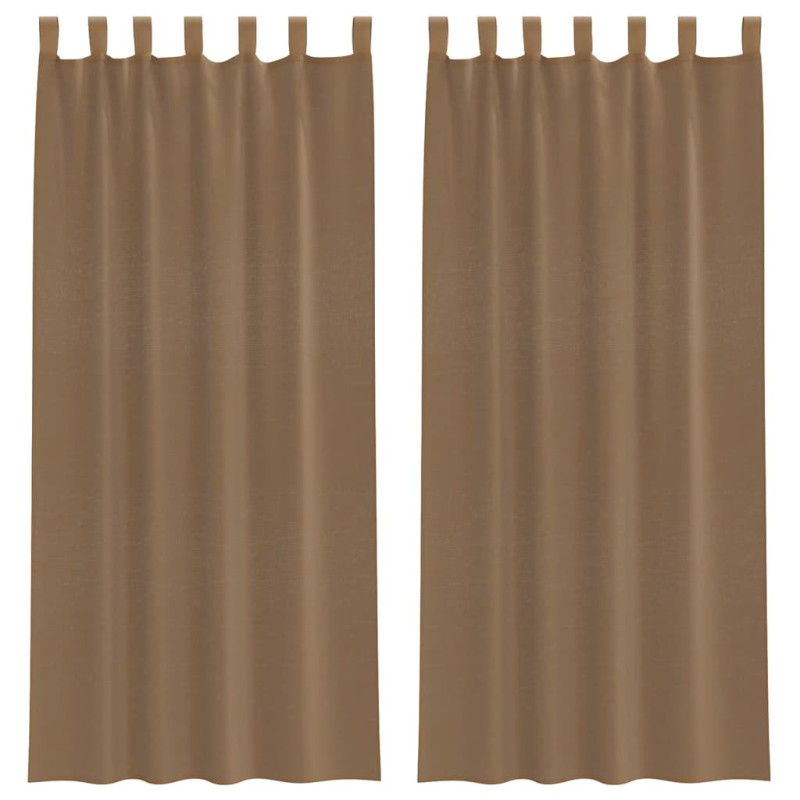 vidaXL Κουρτίνες Voile με Θηλιές 2 τεμ. Ανοιχτό Καφέ 140x245 εκ.