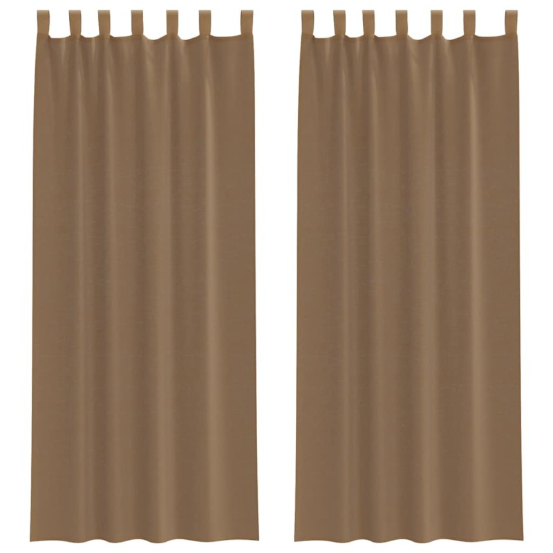 vidaXL Κουρτίνες Voile με Θηλιές 2 τεμ. Ανοιχτό Καφέ 140x260 εκ.