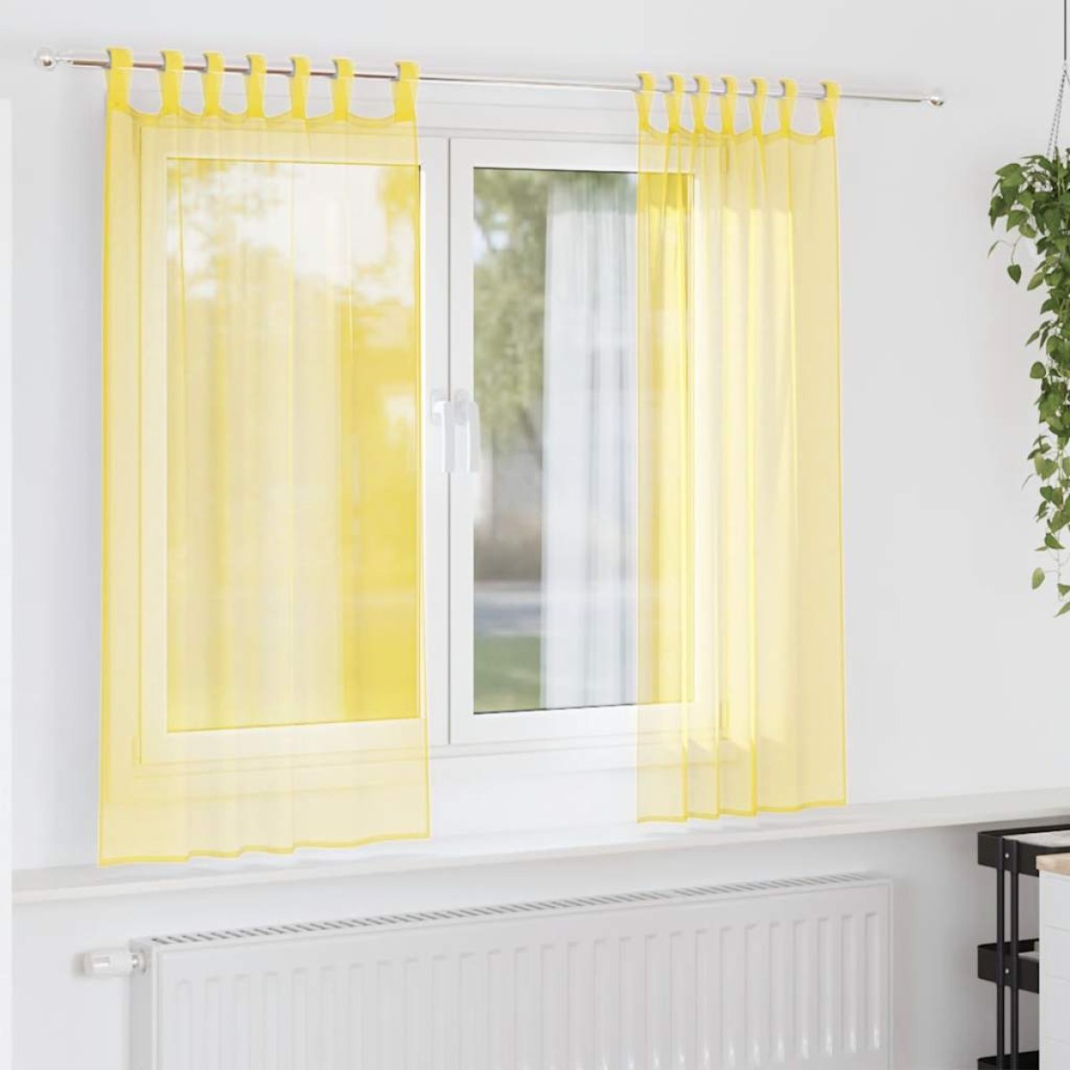 vidaXL Κουρτίνες Voile με Θηλιές 2 τεμ. Κίτρινες 140x140 εκ.