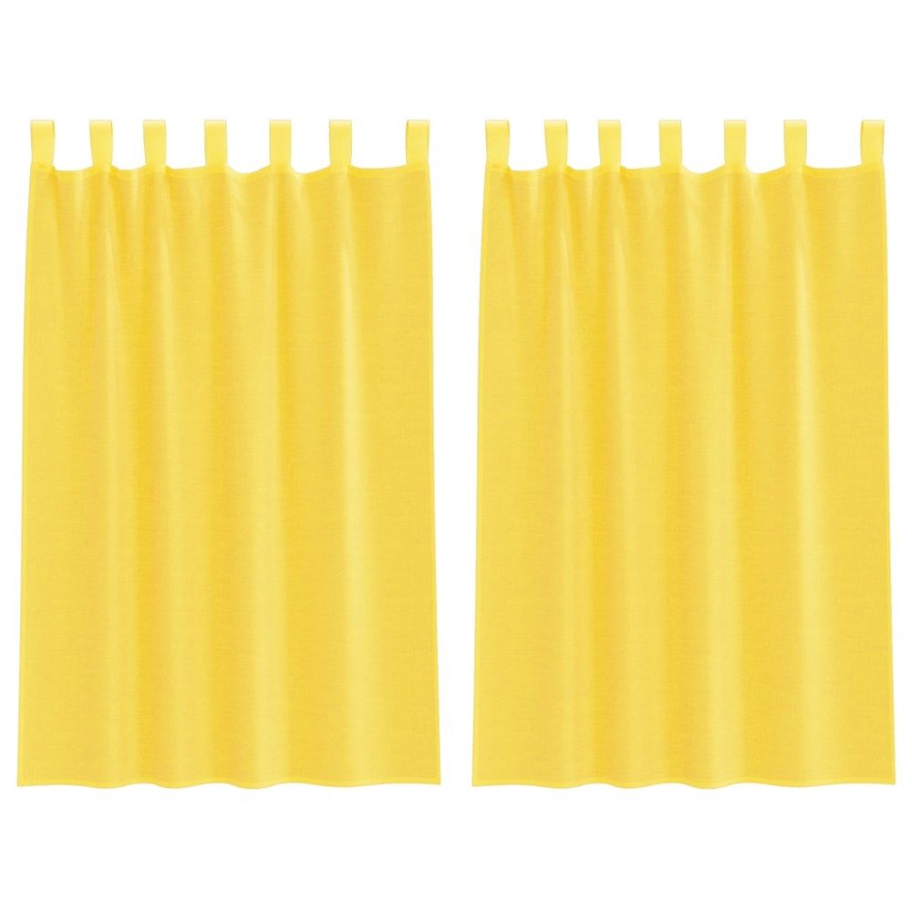 vidaXL Κουρτίνες Voile με Θηλιές 2 τεμ. Κίτρινες 140x175 εκ.