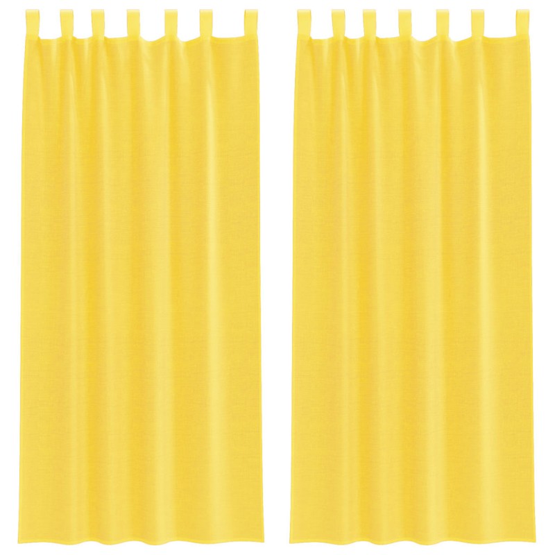 vidaXL Κουρτίνες Voile με Θηλιές 2 τεμ. Κίτρινες 140x225 εκ.