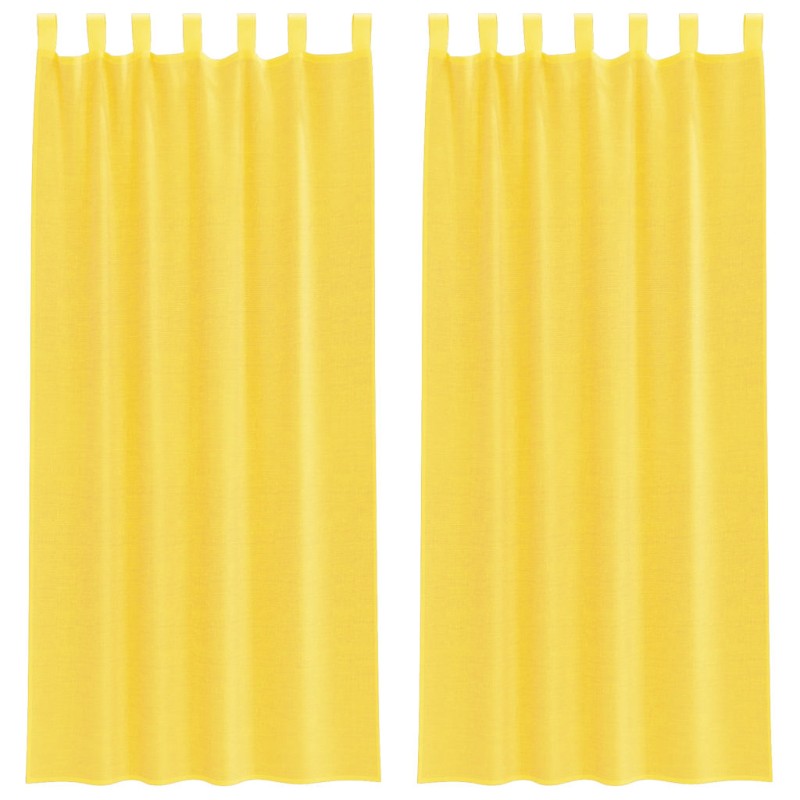vidaXL Κουρτίνες Voile με Θηλιές 2 τεμ. Κίτρινες 140x245 εκ.