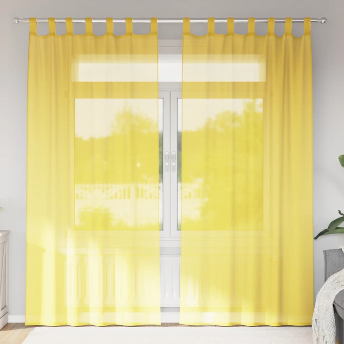 vidaXL Κουρτίνες Voile με Θηλιές 2 τεμ. Κίτρινες 140x245 εκ.
