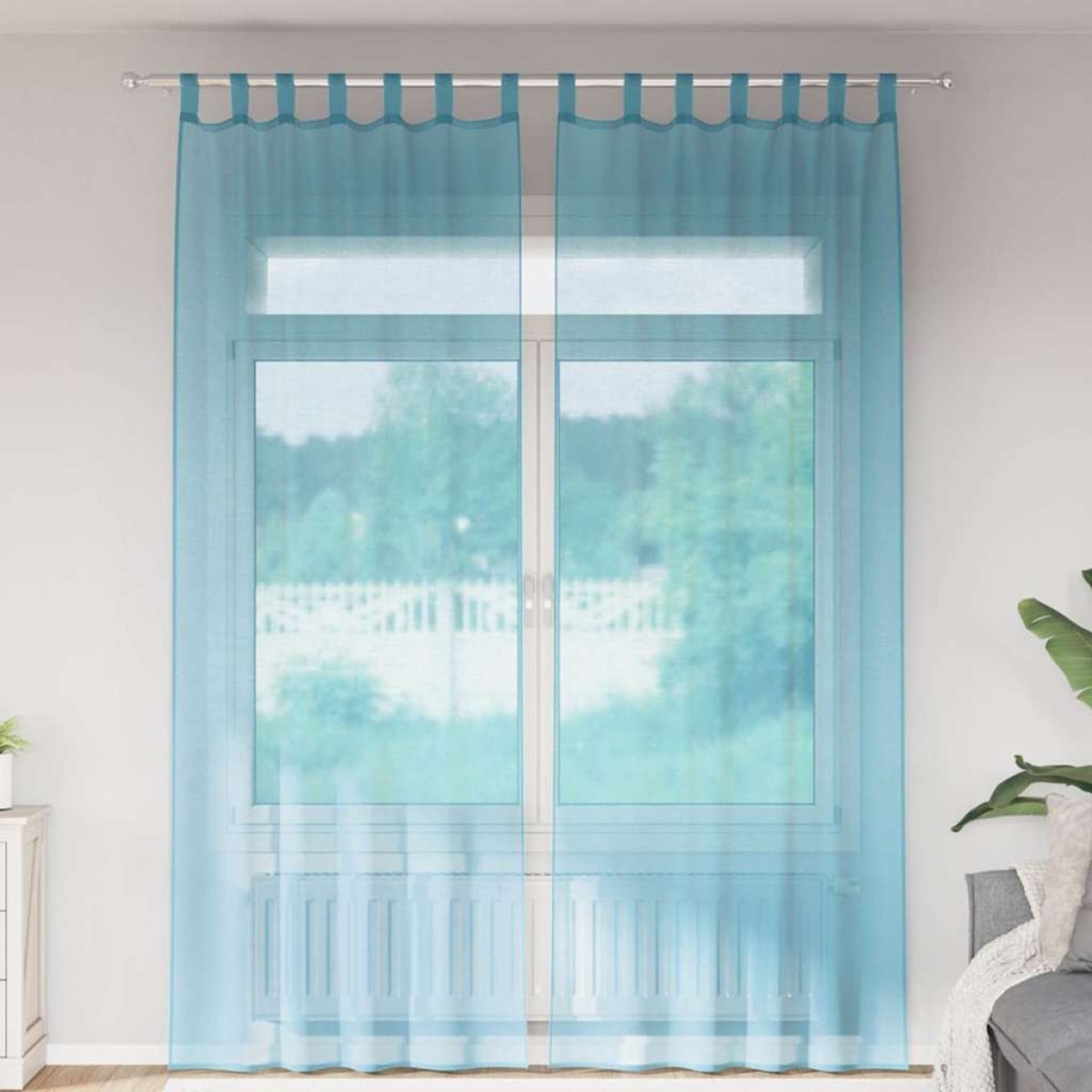vidaXL Κουρτίνες Voile με Θηλιές 2 τεμ. Τυρκουάζ 140x260 εκ.