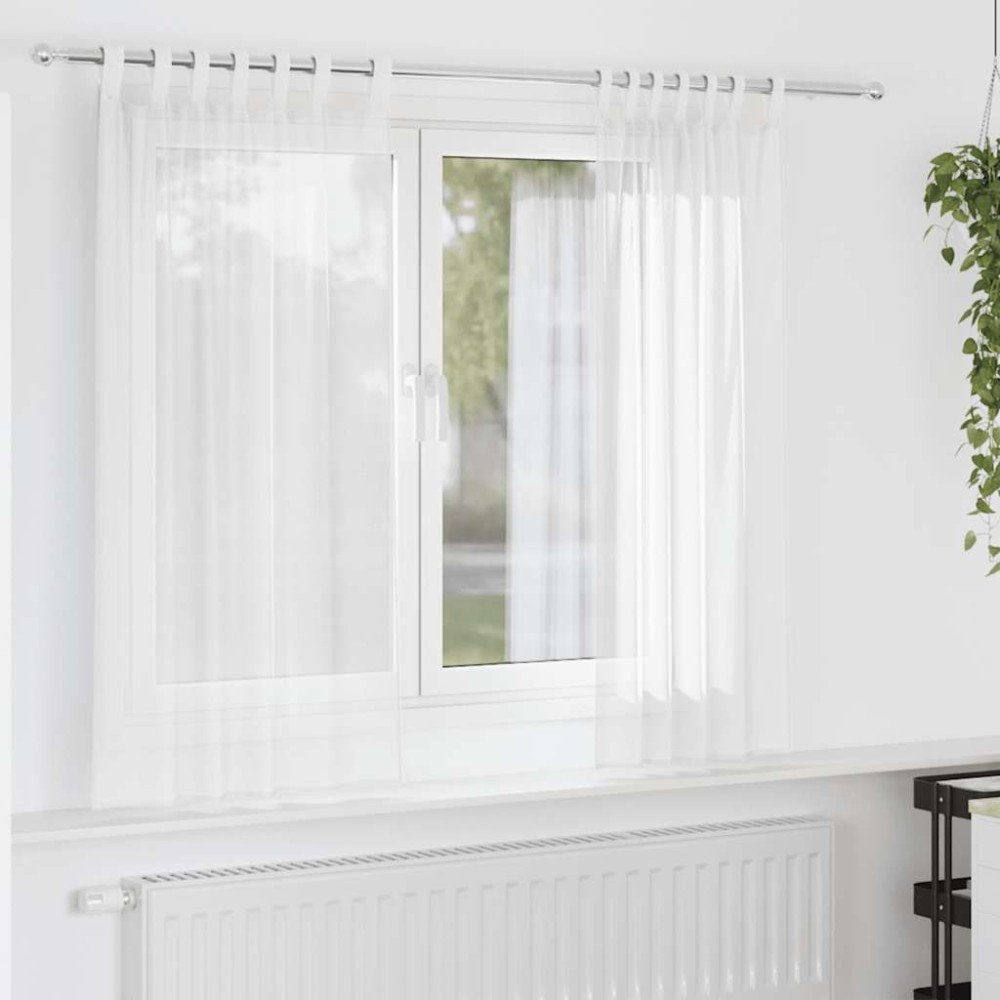 vidaXL Κουρτίνες Voile με βρόχους 2 τεμάχια Λευκό 140x140 cm