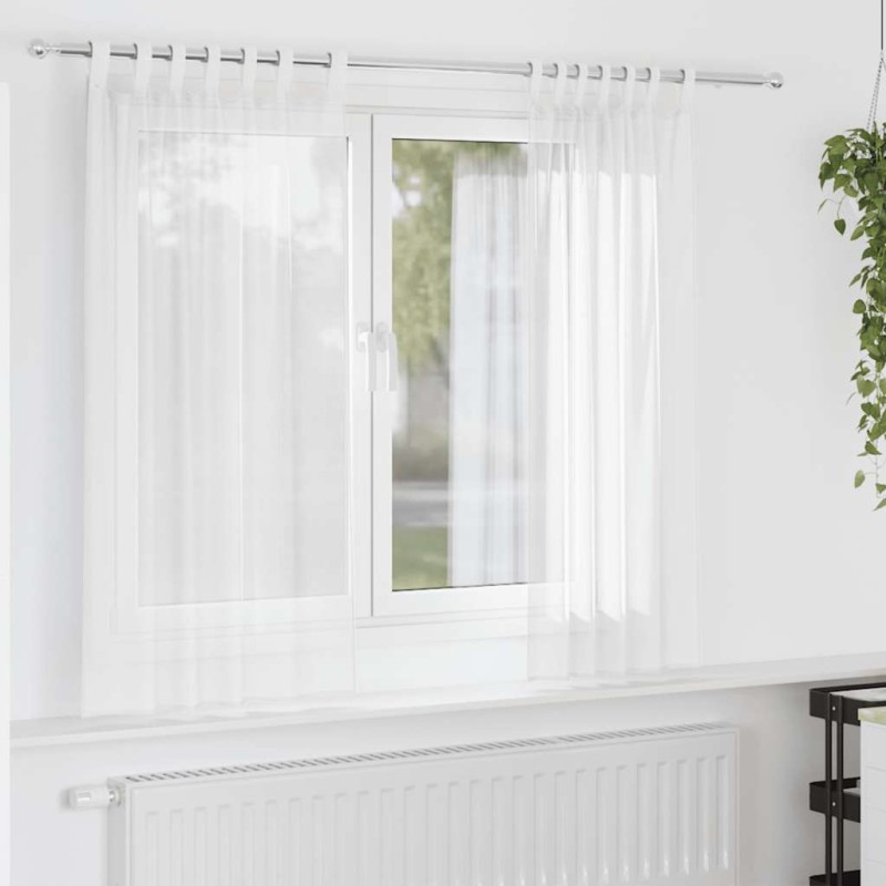 vidaXL Κουρτίνες Voile με βρόχους 2 τεμάχια Λευκό 140x140 cm