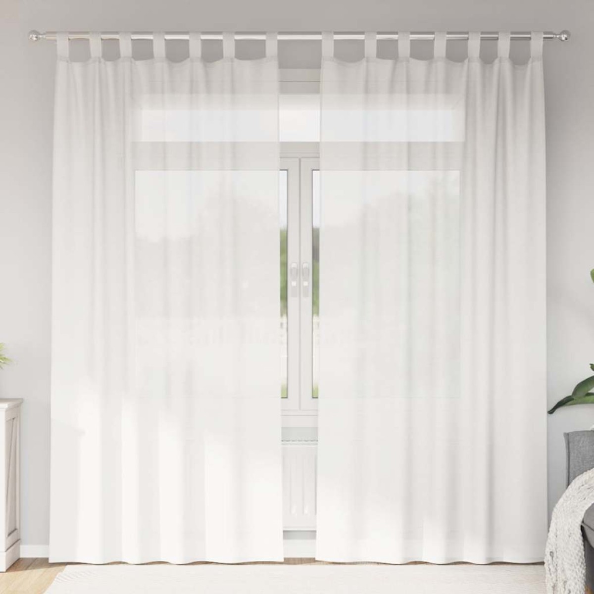vidaXL Κουρτίνες Voile με βρόχους 2 τεμάχια Λευκό 140x245 cm