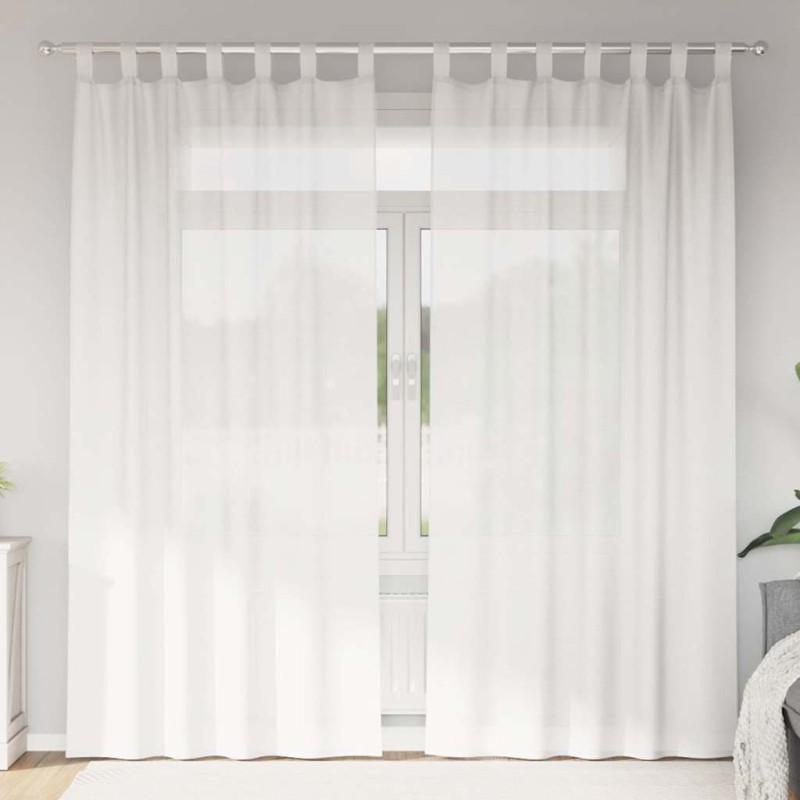 vidaXL Κουρτίνες Voile με βρόχους 2 τεμάχια Λευκό 140x245 cm