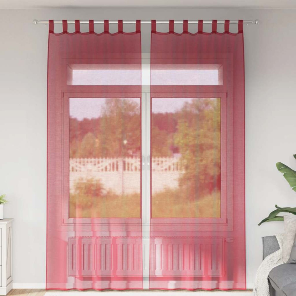vidaXL Κουρτίνες Voile με Θηλιές 2 τεμ. Κόκκινο του Κρασιού 140x260 εκ.