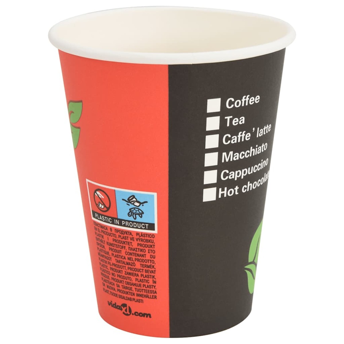 vidaXL Χάρτινα κύπελλα καφέ 1000 τεμάχια 12oz 300ml Κόκκινο και μαύρο