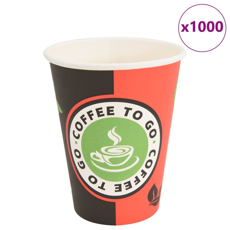 vidaXL Χάρτινα κύπελλα καφέ 1000 τεμάχια 12oz 300ml Κόκκινο και μαύρο