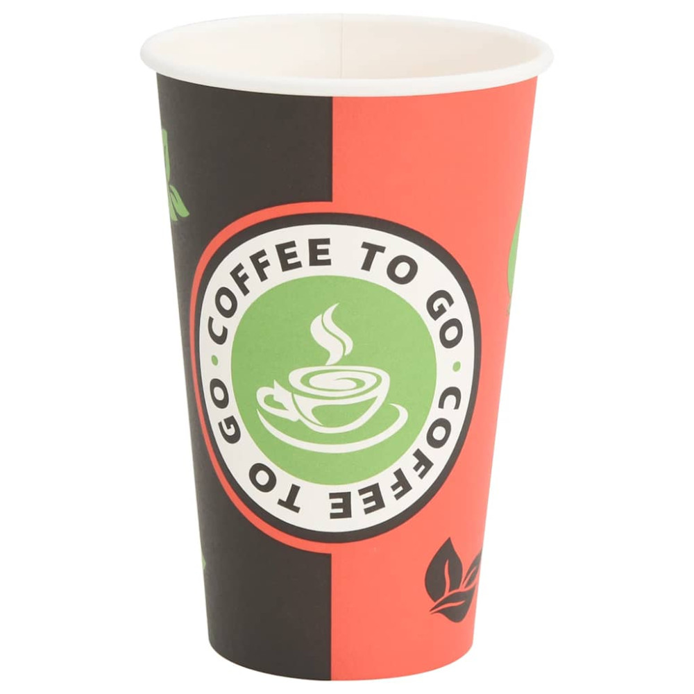 vidaXL Χάρτινα κύπελλα καφέ 1000 τεμάχια 16oz 400ml Κόκκινο και μαύρο