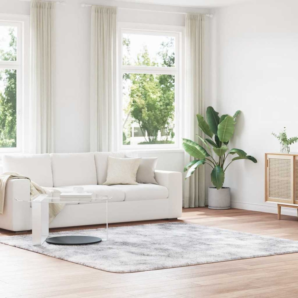 vidaXL Χαλί Shaggy με Ψηλό Πέλος NAVARRA Ασημί Γκρι 240x240 εκ.