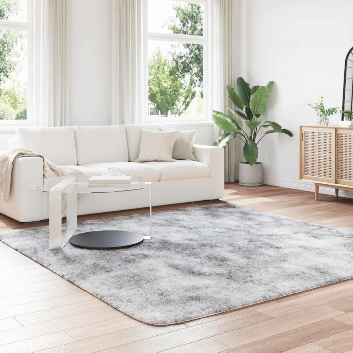 vidaXL Χαλί Shaggy με Ψηλό Πέλος NAVARRA Ασημί Γκρι 240x240 εκ.