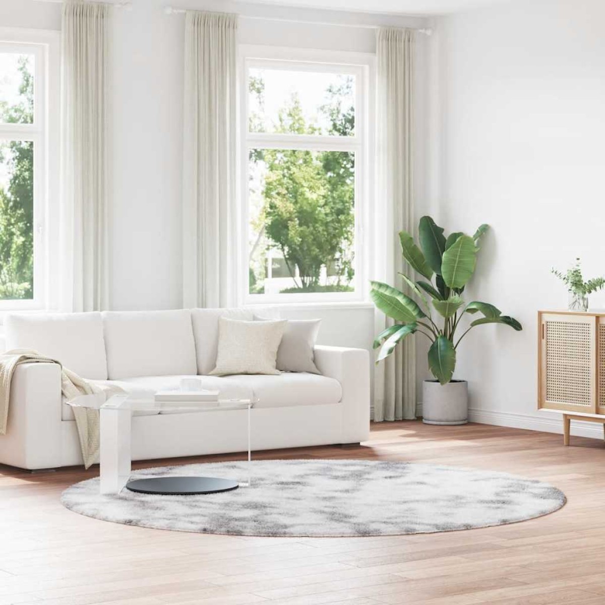 vidaXL Χαλί Shaggy με Ψηλό Πέλος NAVARRA Ασημί Γκρι 240x240 εκ.