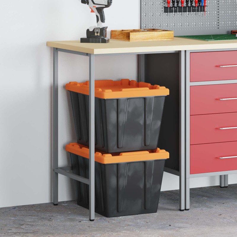 vidaXL Γωνιακό τραπέζι Γκρι 55 x 55 x 85 cm Χάλυβας και Μηχανικά Ξύλα