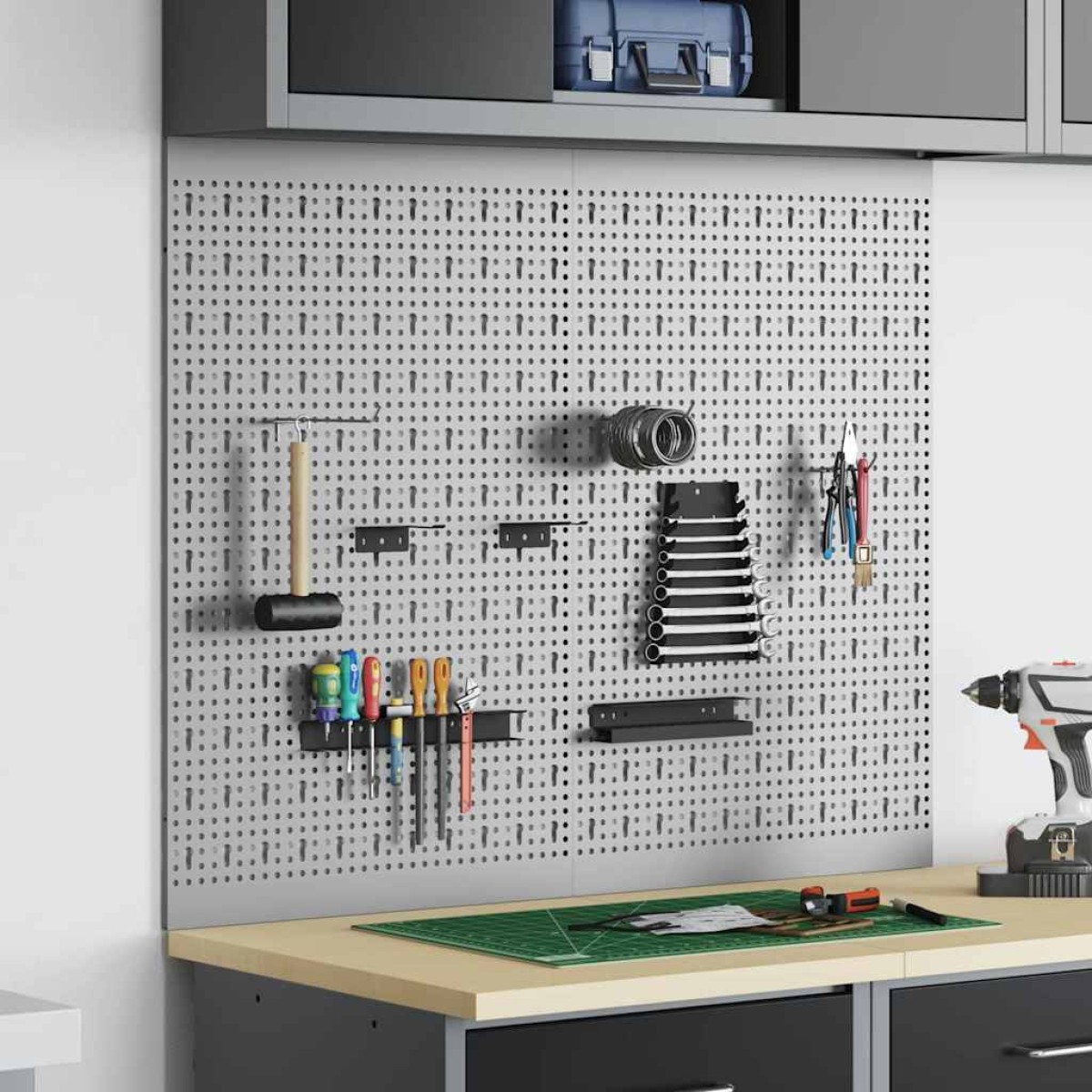 vidaXL Πάνελ Τοίχου Εργαλείων 2 τμχ. Γκρι 100 x 1 x 80 εκ