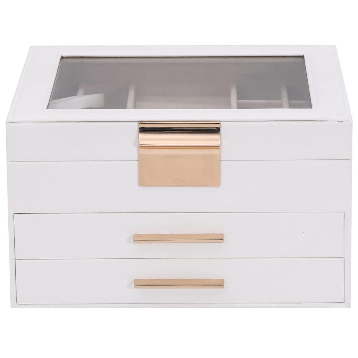 vidaXL Κουτί Κοσμημάτων 3 Επιπέδων Λευκό 23x20,5x14 εκ.