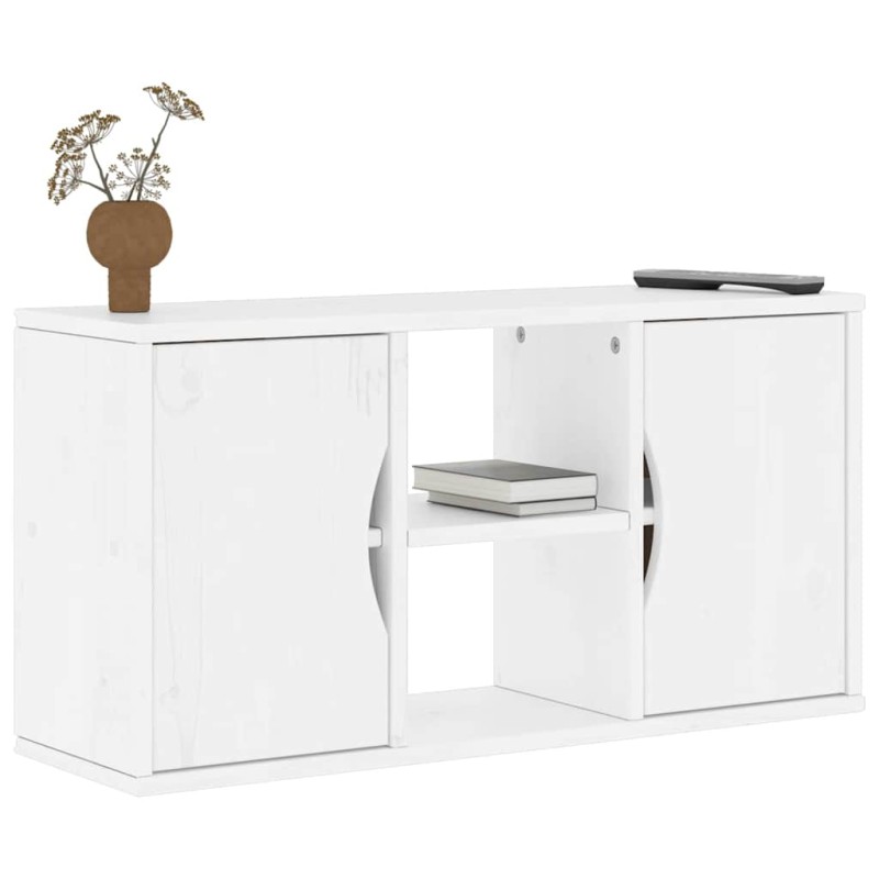 vidaXL Ντουλάπι τηλεόρασης ODDA Λευκό 79x24x40 εκ. Μασίφ Ξύλο Πεύκου