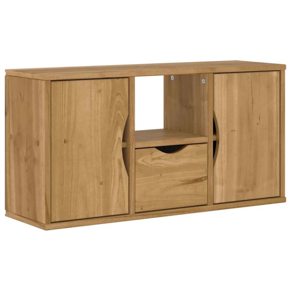 vidaXL Έπιπλο Τηλεόρασης με Συρτάρι ODDA 79x24x40εκ. Μασίφ Ξύλο Πεύκου