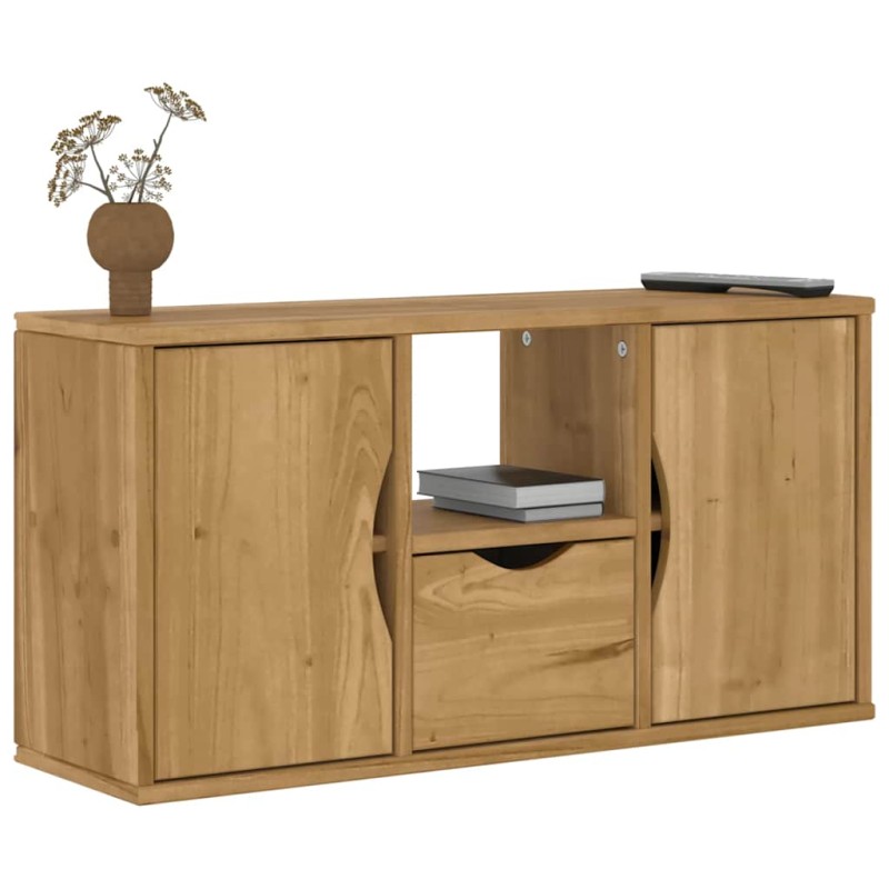 vidaXL Έπιπλο Τηλεόρασης με Συρτάρι ODDA 79x24x40εκ. Μασίφ Ξύλο Πεύκου