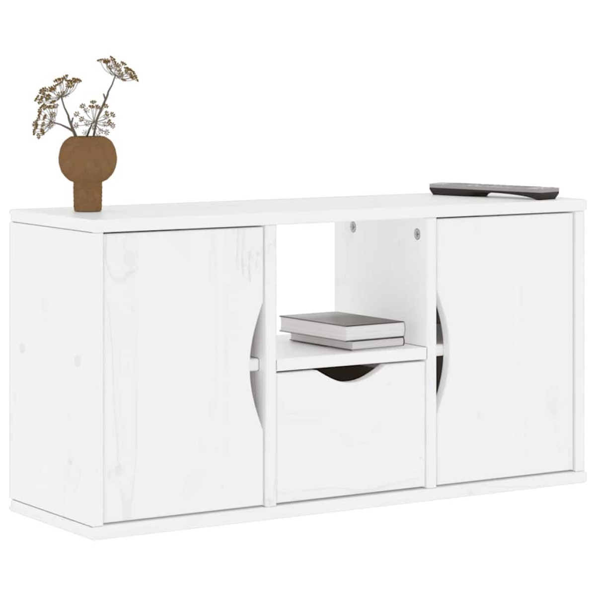 vidaXL Έπιπλο Τηλεόρασης με Συρτάρι ODDA Λευκό 79x24x40εκ. Ξύλο Πεύκου