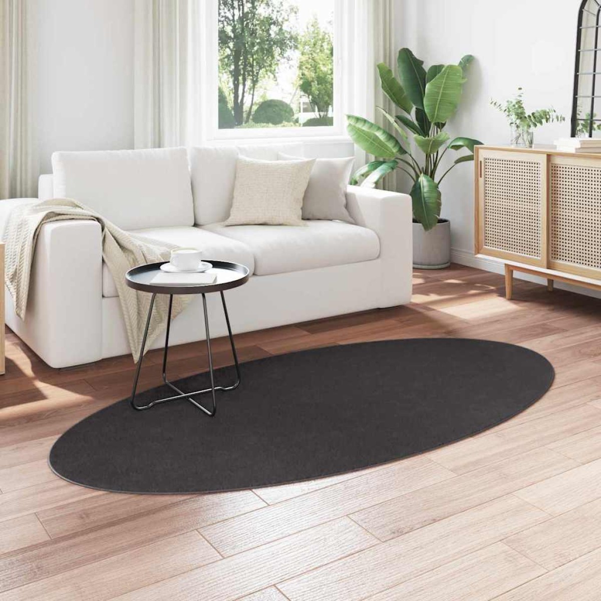 vidaXL Χαλιά χώρου Ωοειδής HUARTE Ανθρακί 100 x 200 cm