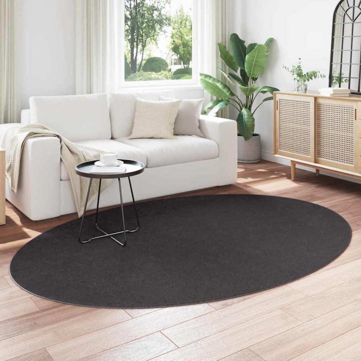 vidaXL Χαλιά χώρου Ωοειδής HUARTE Ανθρακί 160 x 230 cm