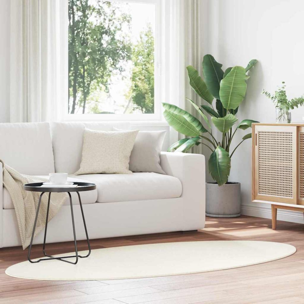 vidaXL Χαλιά χώρου Ωοειδής HUARTE Κρεμ 100 x 200 cm 100% Πολυεστέρας