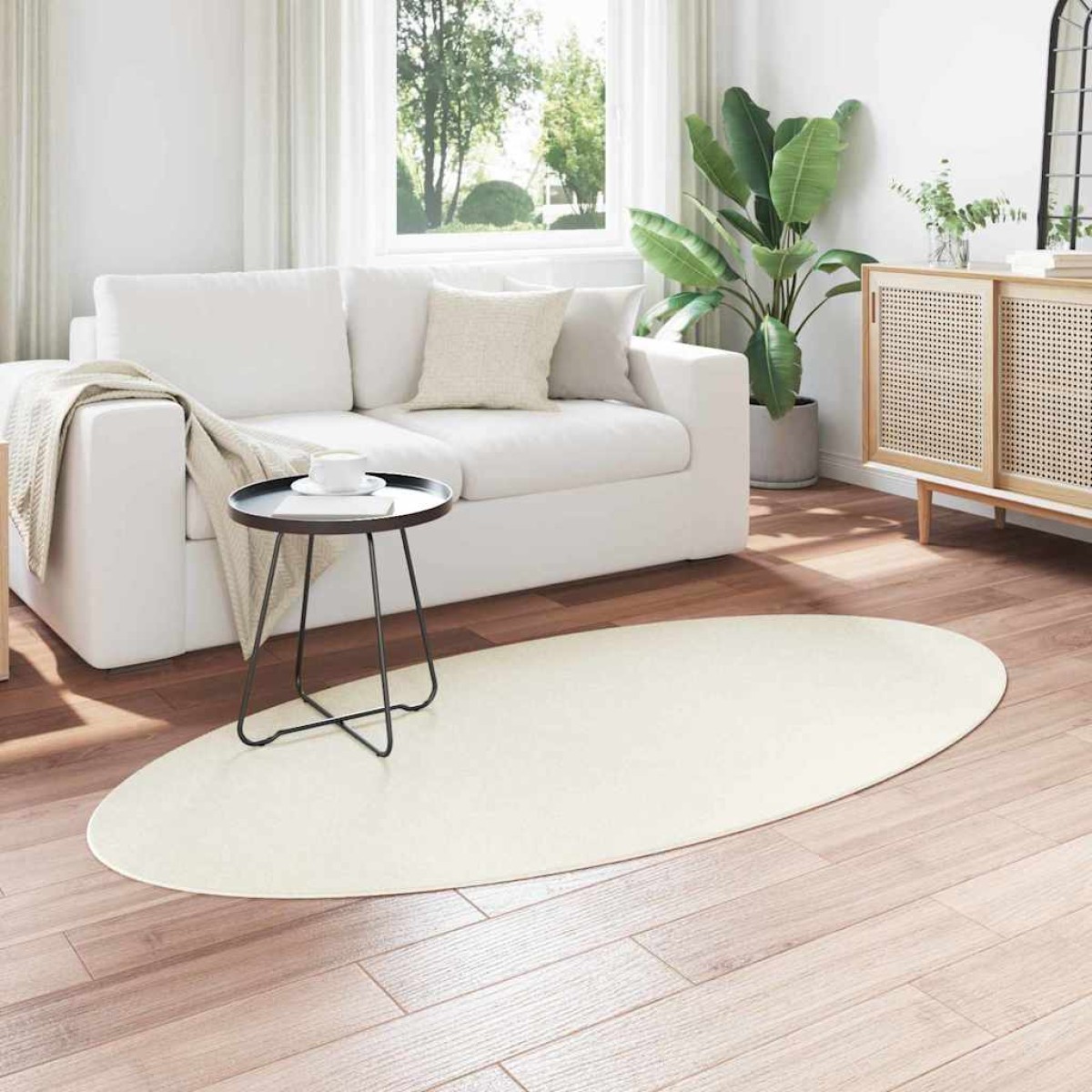 vidaXL Χαλιά χώρου Ωοειδής HUARTE Κρεμ 100 x 200 cm 100% Πολυεστέρας