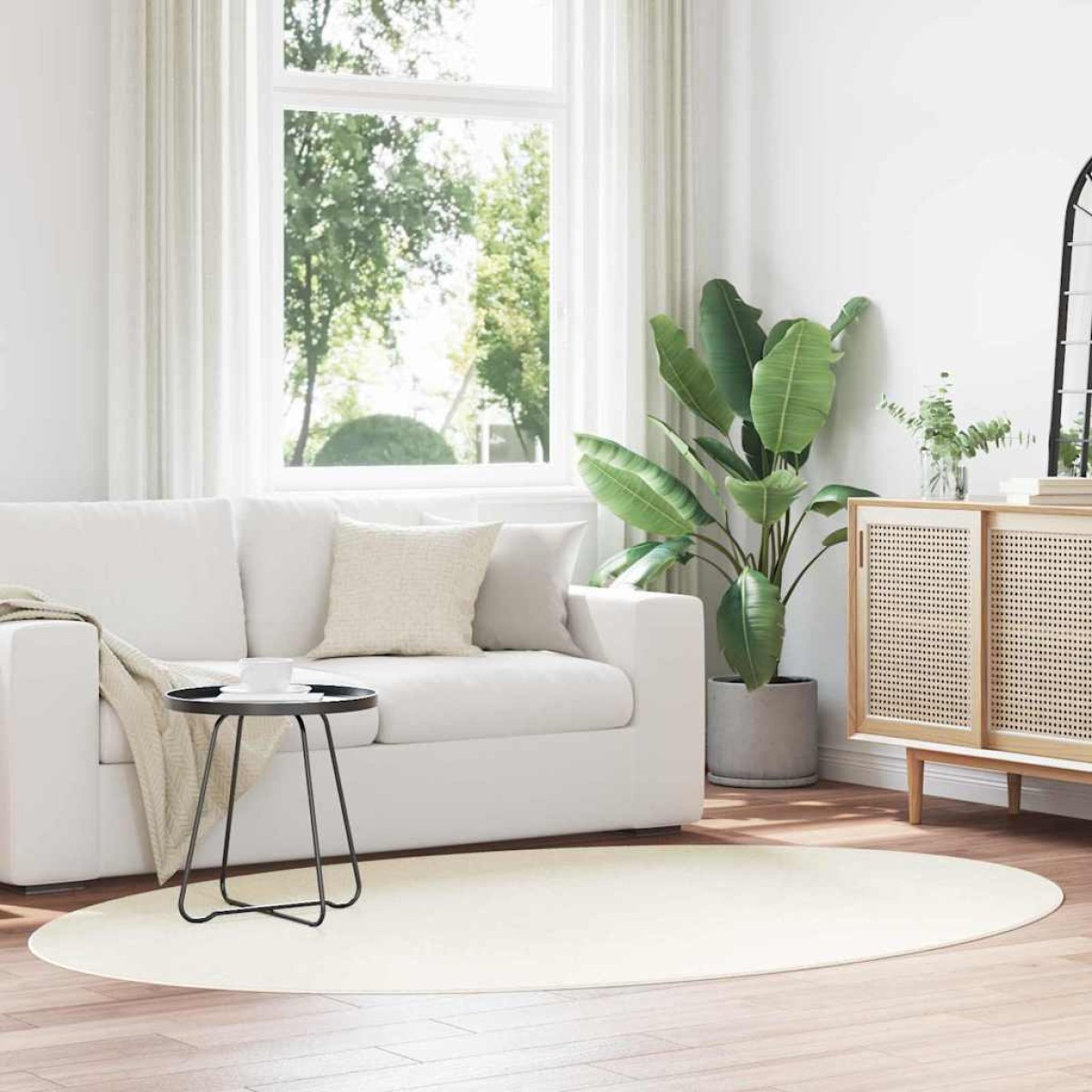 vidaXL Χαλιά χώρου Ωοειδής HUARTE Κρεμ 160 x 230 cm 100% Πολυεστέρας